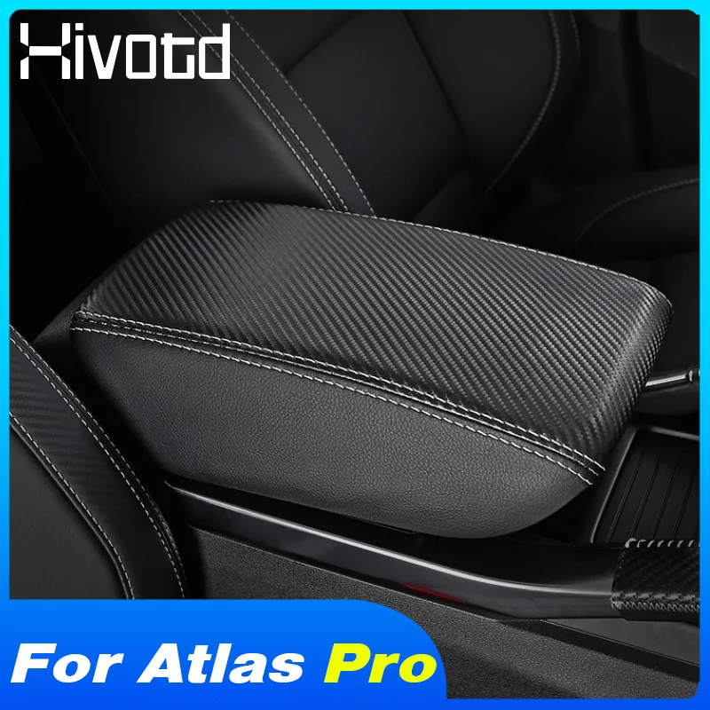 Leather Car Armrest Cover Center Arm Rest Box Mats Protector Decoration For Azkarra Geely Atlas Pro Belgee X70 2022 Accessories