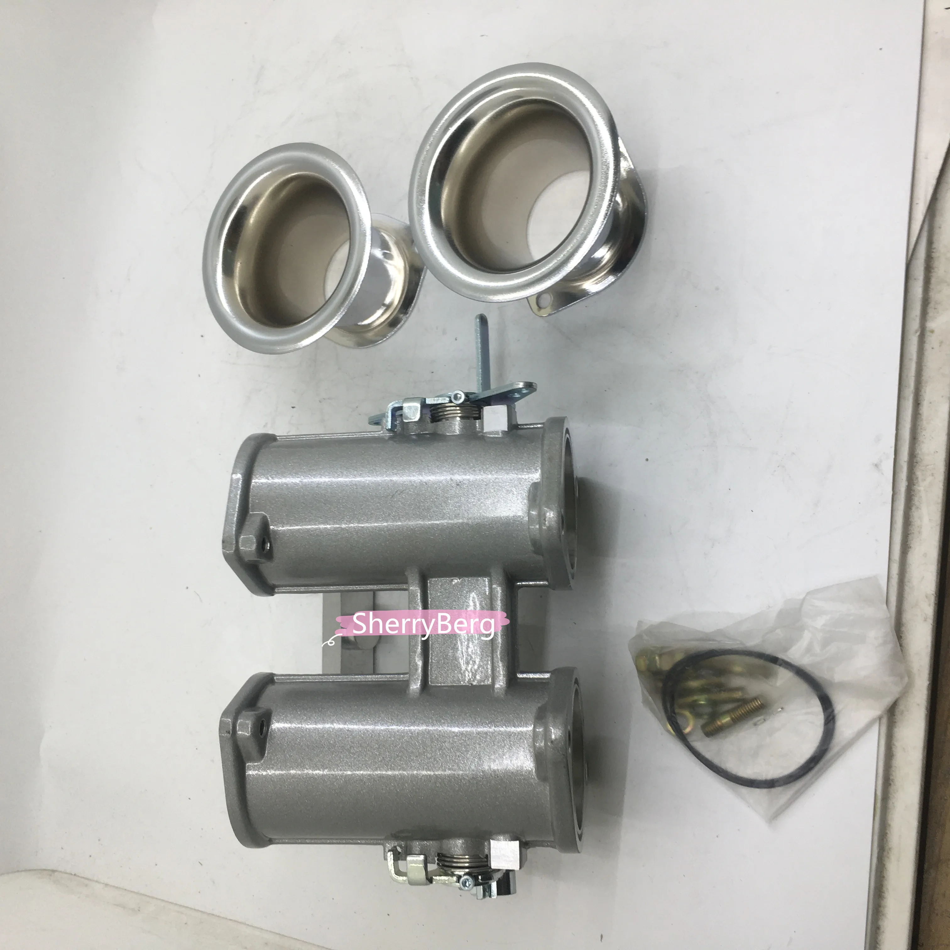 SherryBerg 48dcoe 48 dcoe 48mm DCOE Corpo de corpo de acelerador duplo com buzinas de ar de trilho de combustível para Weber/Dellorto/Solex DCOE/DHLA carb