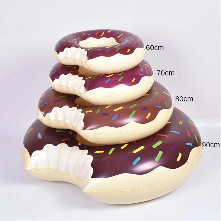 PVC Toy 60cm-120cm Inflatable Donut Swimming Ring INS Pink Coffee Adult Child Life Buoy Swimming Rings Water Sports