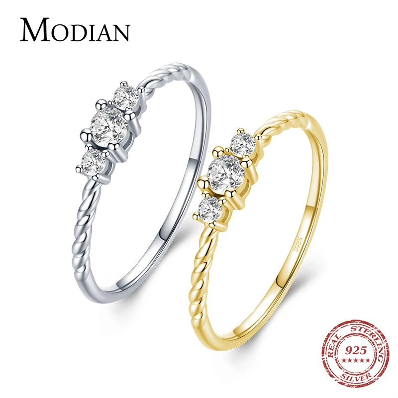 

MODIAN Radiant Clear CZ Pure 925 Sterling Silver Classic Finger Ring For Women Winter Christmas Gift Engagement Jewelry Anel