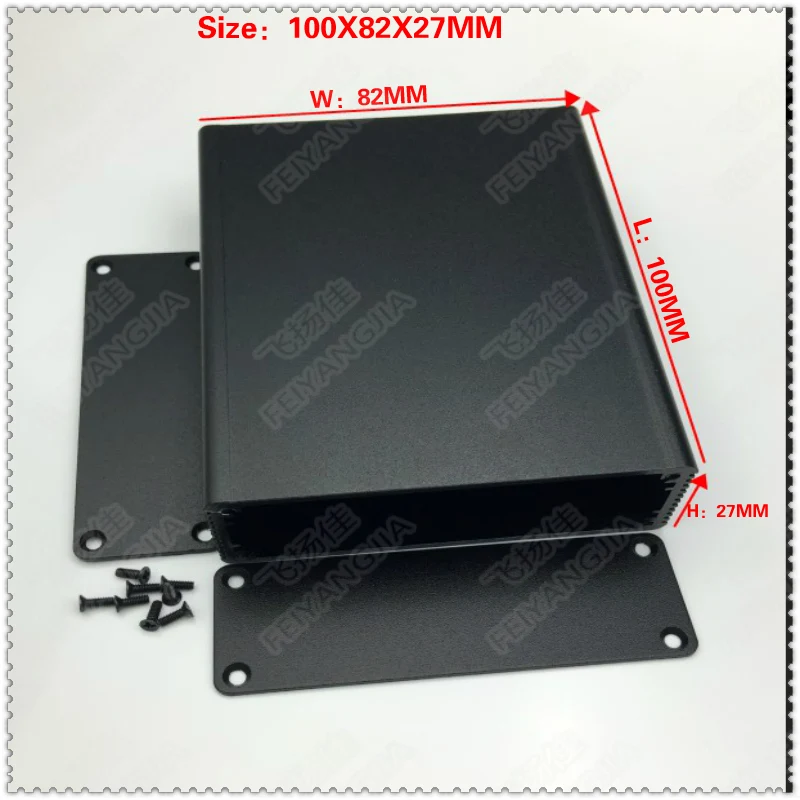 ( Free shipping)   100x82x27mm Black Extruded Aluminum Enclosure PCB Instrument Box DIY Electronic Project Case