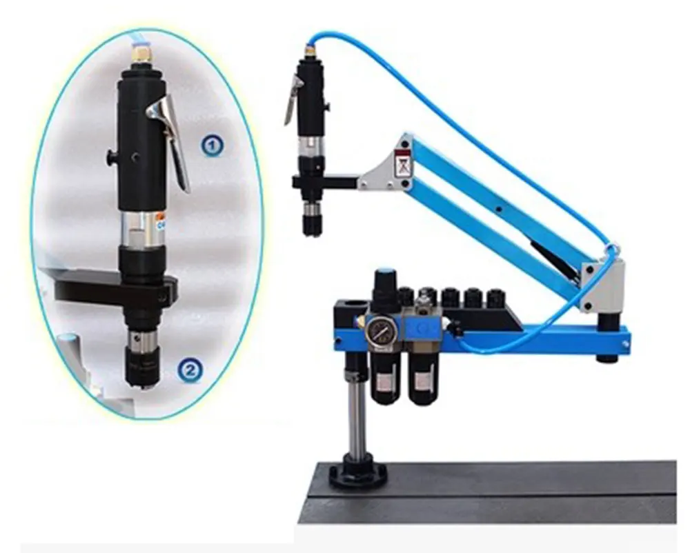 Universal Flexible Arm Pneumatic Air Tapping Machine 360 degree Angle 1000mm M3-M12 Threading Machine Tapping Tool CE