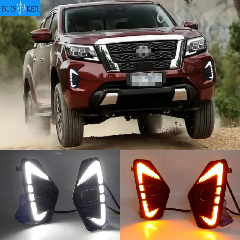 

1Pair Car light For Nissan Navara NP300 2020 2021 LED Daytime Running Light DRL with yellow signal