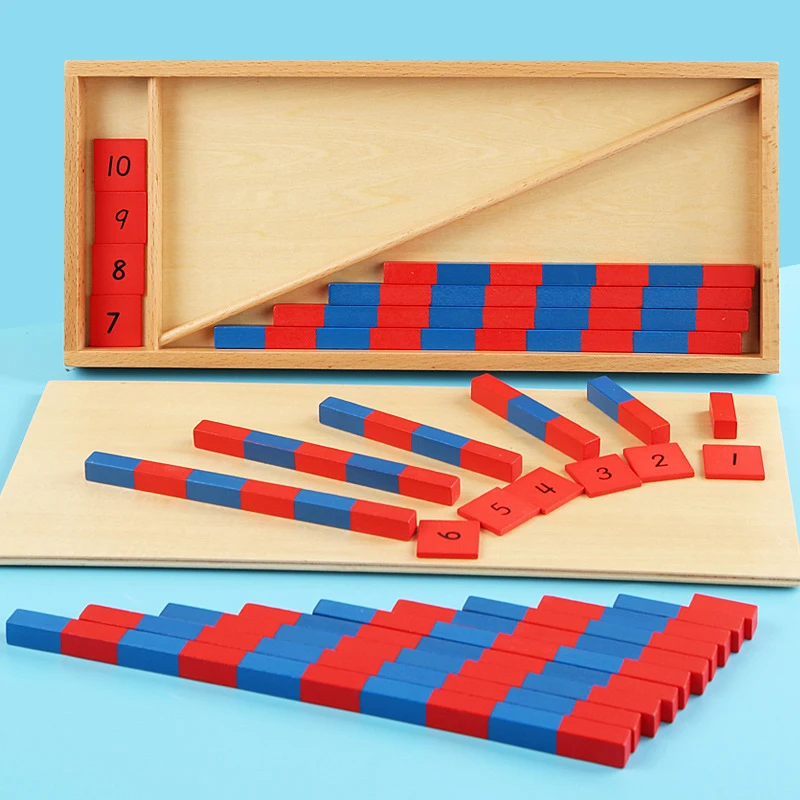 Numerical Rods Baby Toy Montessori Mathematics Red & Blue Rods Bar Math Toy Learning & Education Classic Wood Kids Toys