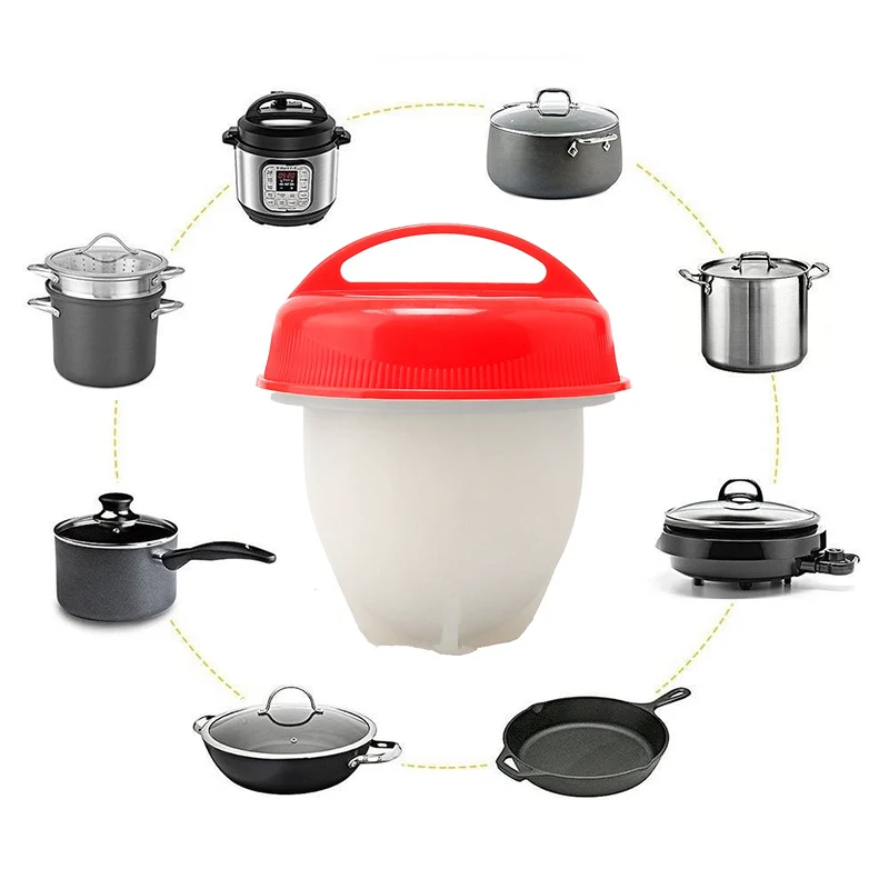 3-6 pcs Egg Cooker Flexible Silicone Non-Stick Kitchen Cooking Boiled Eggs Poachers Separator Steamer Egg Mold Cup Accessories