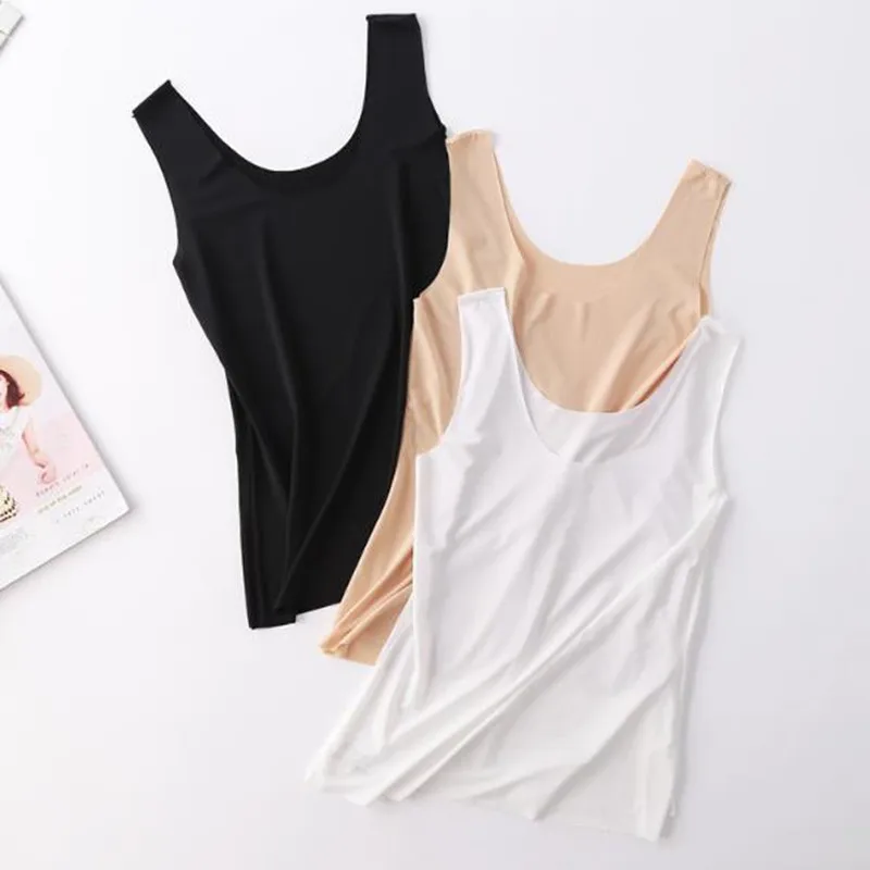 Ropa mujer new vest tops sexy sleeveless crop top women ice silk tank top female T-shirt bottoming shirt seamless underwear 5XL