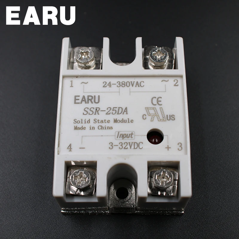 1PC SSR-25 DA SSR-25DA 25A SSR Relay input 3-32VDC output 24-380VAC for PID Temperature Controller Moudle Voltage Transformer