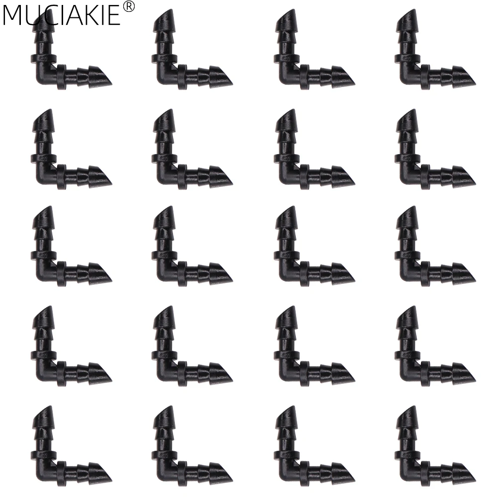 

MUCIAKIE 20PCS 4/7mm Elbow Barb Connector Garden Irrigation Fitting 1/4'' Bending Barbed Adapter Joint