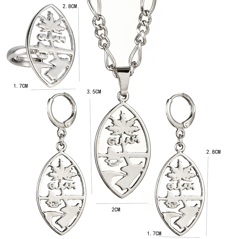 Ethlyn Guam Necklaces Earrings Rings Jewelry Sets for Women Men White Gold Color Micronesia Guam Ethnic Party Gift S183