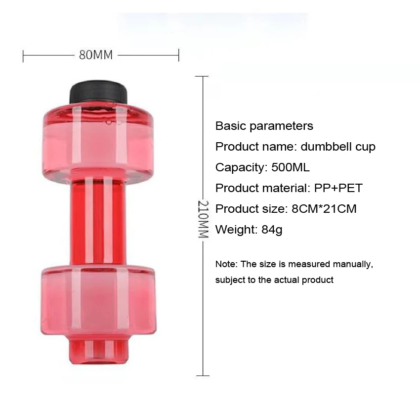 500ML outdoor dumbbell cup fashion fitness sport bottle plastic student personality cup/simple water bottle green/black/red/blue