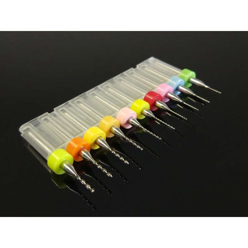 10Pcs Set 0.1-2.0 Mm PCB Mikro Bor Bit untuk PCB SMT CNC Papan 1/8 "Shank Wolfram alloy Bor Bit Set