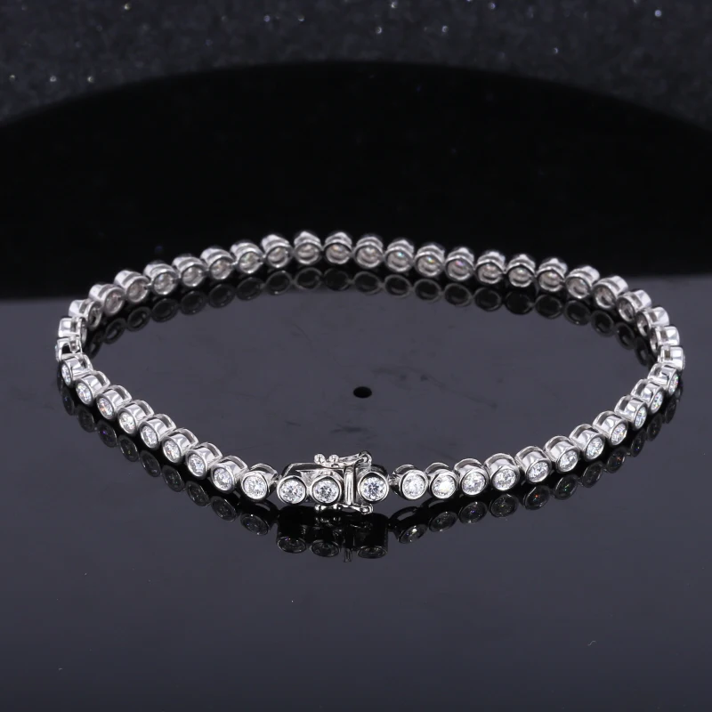 Bezel Setting Diamond Bracelet 14K Gold Lab Diamond Bracelet Jewelry