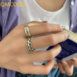 Creative Individuality Design Silver Color Retro Rough Ring Cross Twist Adjustable Ring Women Party Jewelry Decoration  Gift