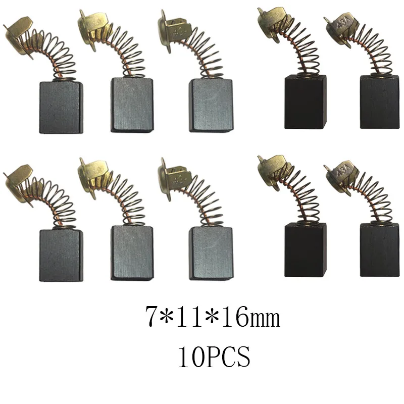 10PCS/lot 7×11×16mm Power Tool Graphite Copper Motor Carbon Brush Spare Parts for Electric Motors Graphite Brush Replacement