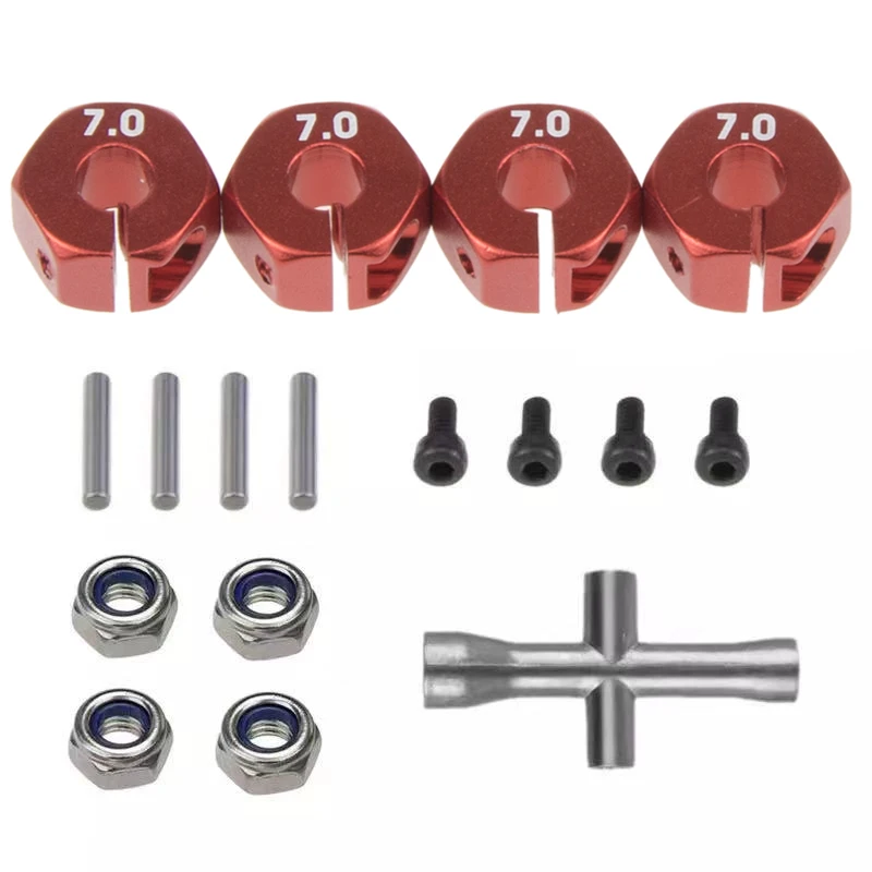 

1set 12mm Hex Wheel Hub Adapter M4 Flanged Lock Nut With Mini Cross Wrench for 1/10 Traxxas Slash 4X4 VXL 2WD Rustler RC Car