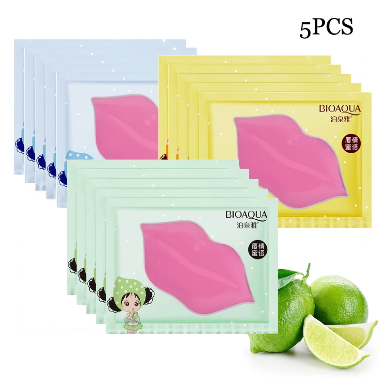 5PCS Lemon Vitamin Essence Moisturizing Lip Mask Anti Crack Fade Lip Lines Lip Patch Soften Dead Skin Anti Chipping Gel Lip Mask