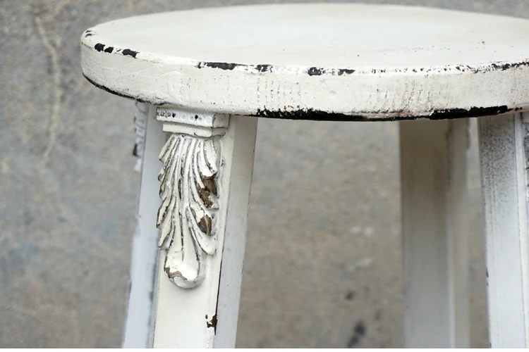 shabby chic rustic solid wood handcraft round stool