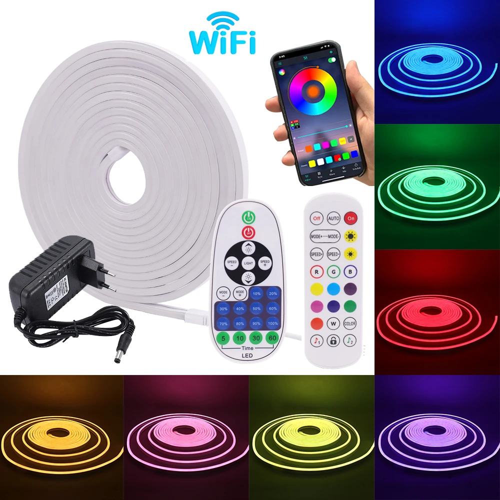 Tuya Smart WiFi LED Neon Strip RGB 12V Dimmerable Waterproof 6x12mm Red Blue Pink White Purple Green 2835 3535 Flexible Ribbon