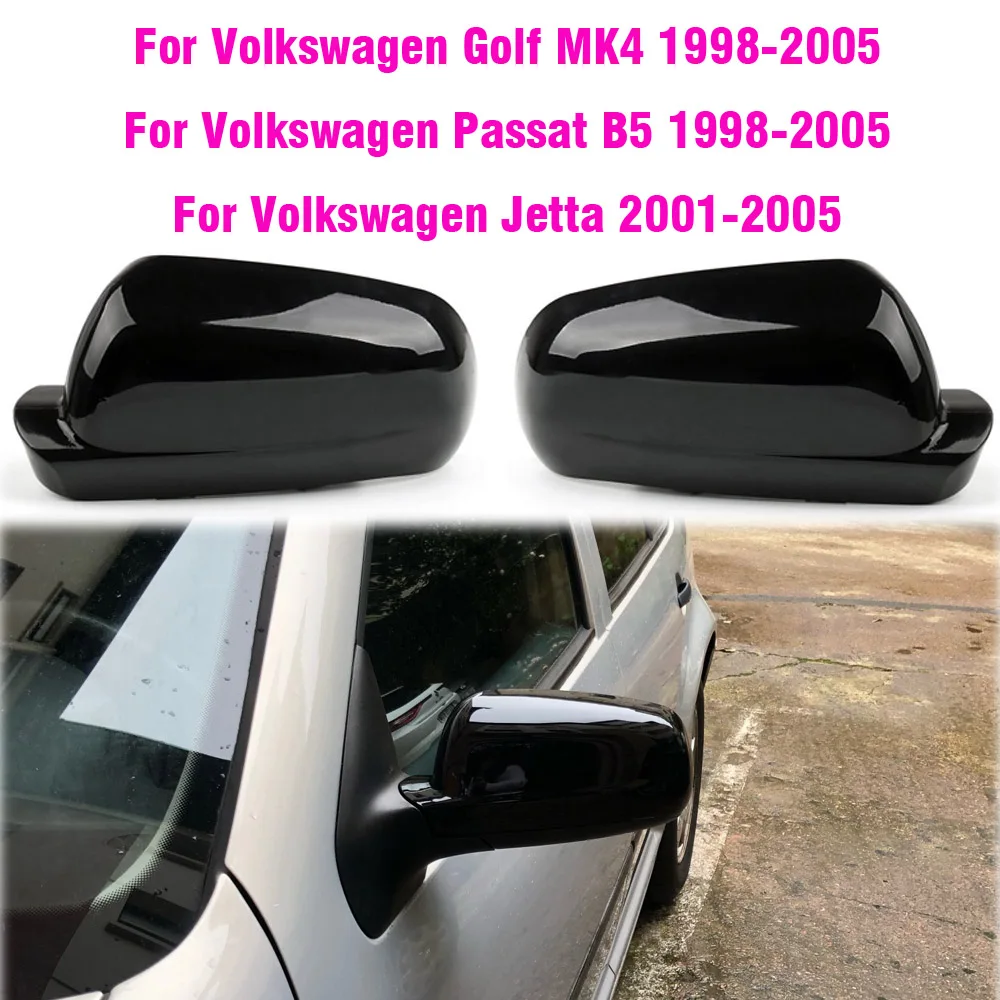 Rearview Mirror Covers For Vw Golf Mk4 Passat B5 1998-2005 Jetta 2001 2002 2003 2004 ABS Carbon Fiber Gloss Black