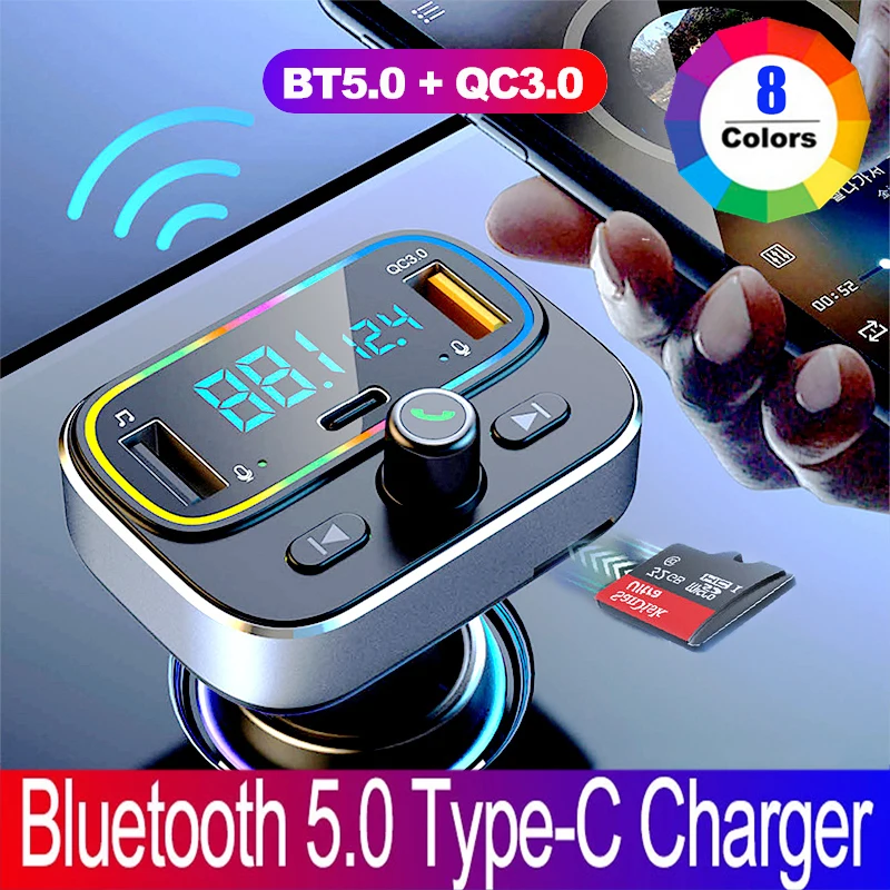 

QC3.0 PD20W Car MP3 Player Bluetooth 5.0 FM Transmitter Handsfree Fast Charge Dual USB Charger TF U Disk Music Player