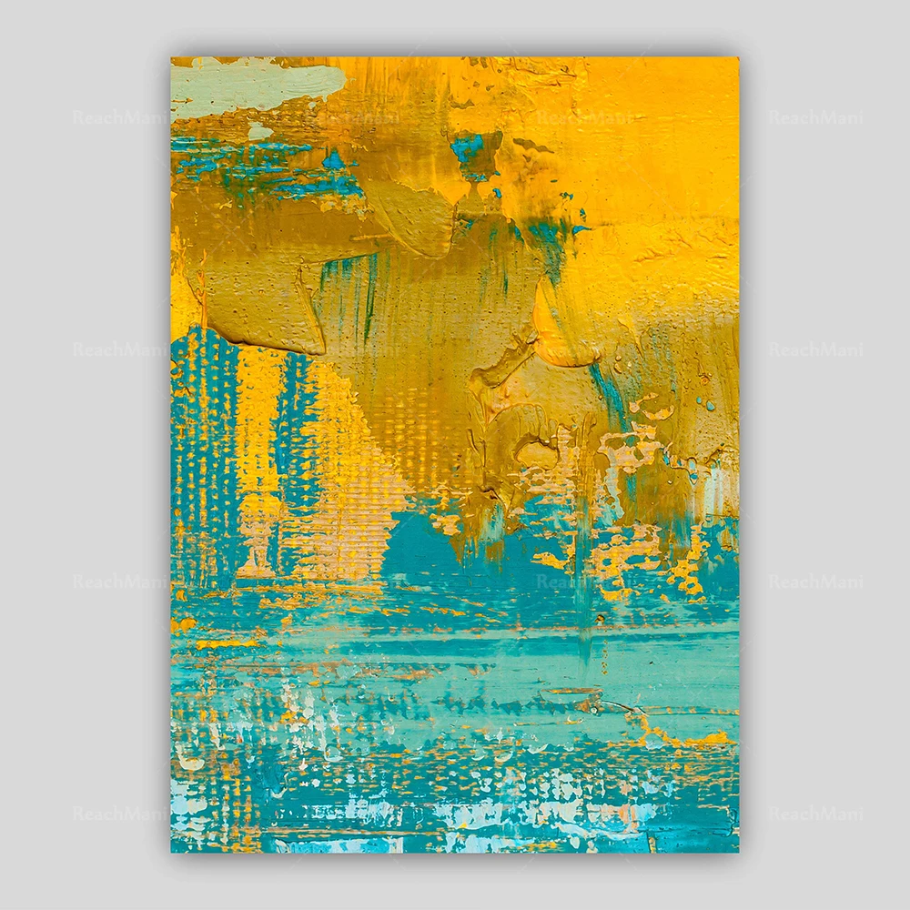 المطبوعات - مطبوعات فنية تجريدية باللونين الأزرق والأصفر من هدية ديكور ملصق الحائط الأصلية