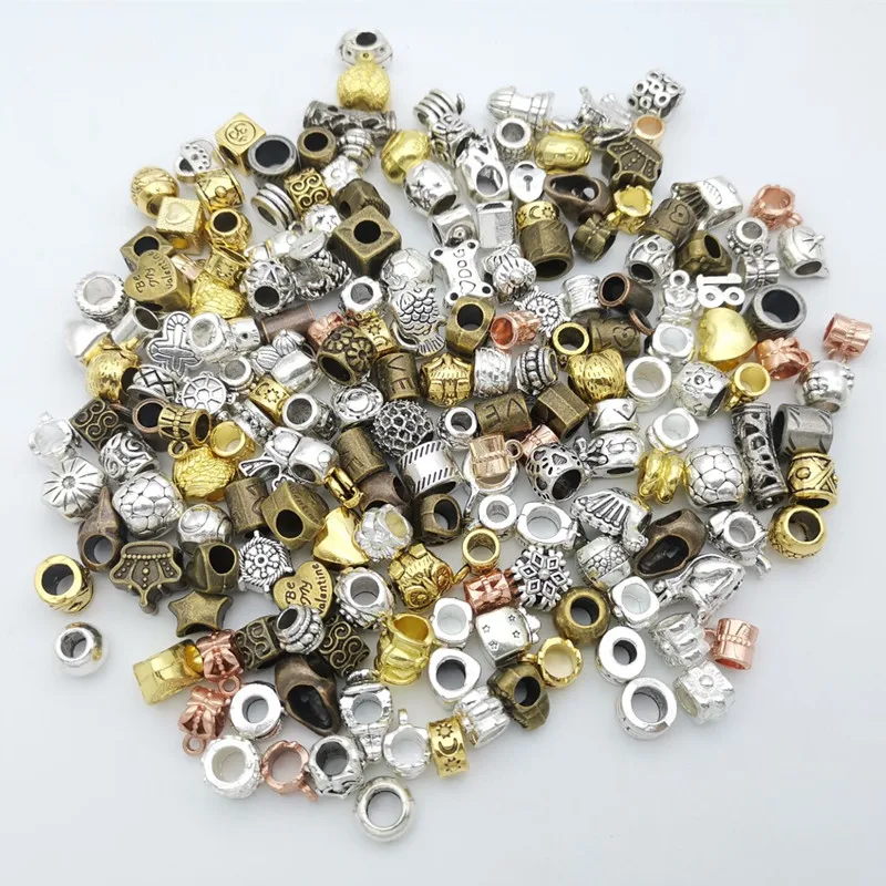 

hot sale metal Hole beads mixed charm pendant antique bronze bracelet necklace handmade jewelry making wholesale DIY accessories