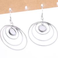 10pcs Stainless Steel earring findings 10mm cabochon earrings base setting blanks with circle hoops for jewelry making