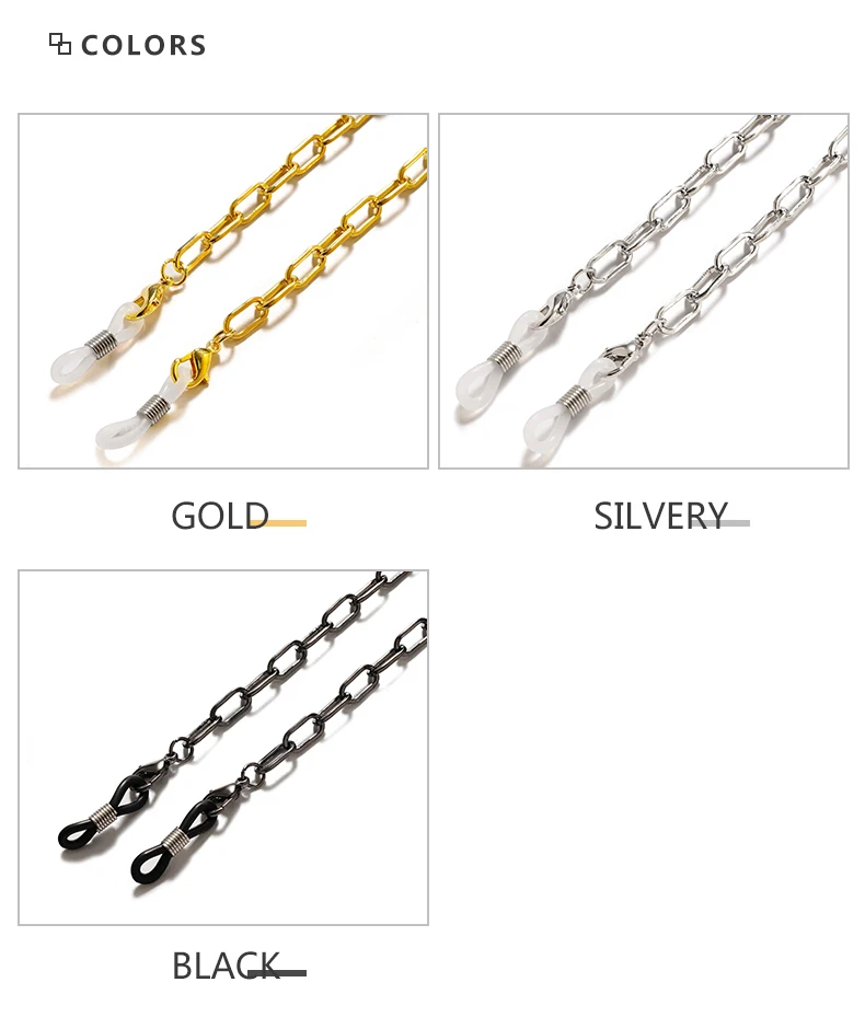 2022 neue trend ige Sonnenbrille Gold Glieder ketten Gothic für Frauen Männer Maske Brille Perlenkette Brille Brillen Lanyard Großhandel – Detail 5