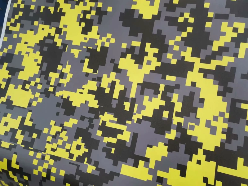 

Digital Black Gray Yellow Camouflage Vinyl Sheet Camo Car Wrap Roll with Air Bubbles Release DIY Vehicle Car Wrapping Sticker