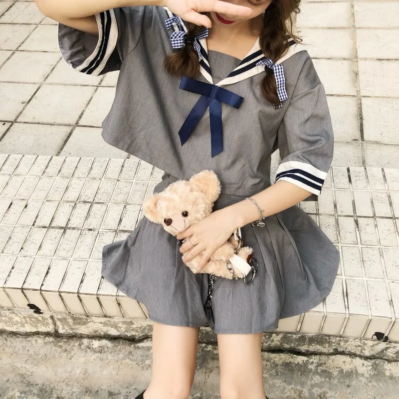 Female Suit 2020 Summer New Korean College Wind Fashion JK Uniforms + Pleated Skirt Western Style Two-Piece Set  school uniform