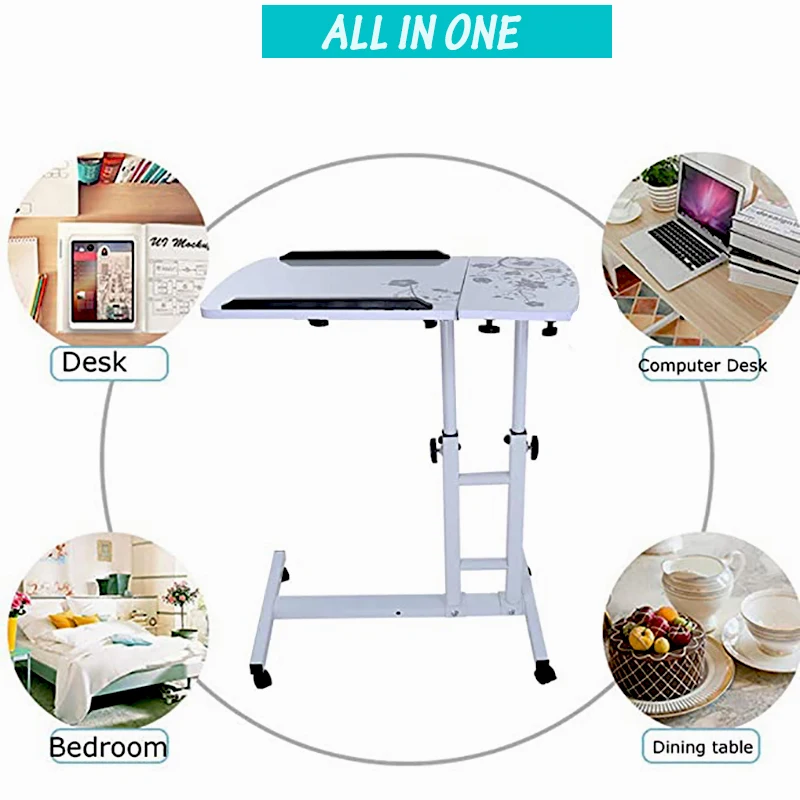 Foldable Computer Table 64*40CM Adjustable Portable Laptop Desk Rotate Laptop Bed Table Can be Lifted Standing Desk