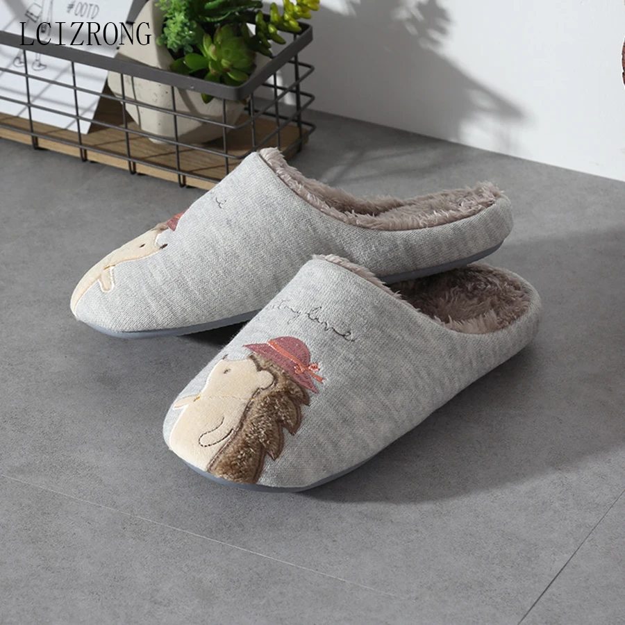 LCIZRONG 2020 New Hedgehog Harajuku Women Slippers Cotton Warm Flip Flops Snow Winter Home Slippers Woman Men Indoor Shoes Kid