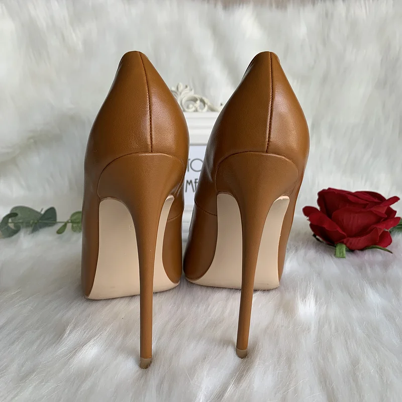 BIG small size classcial brown soft matte pointed toe office lady 120mm 10cm thin high heel women lady sexy shoes pump on sale