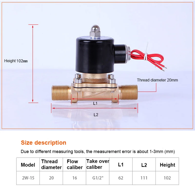 DN15 External Thread Motorized Solenoid Valve Brass Normally Closed AC220V DC24V DC12V For Water Oil Air