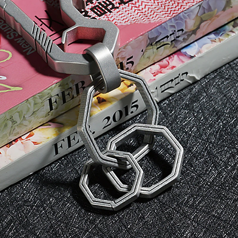 Real Titanium Key Ring Super Lightweight Titanium Keychain Toasted Blue TC4 for Key Rings Holder Quickdraw Tool Creative Keyring