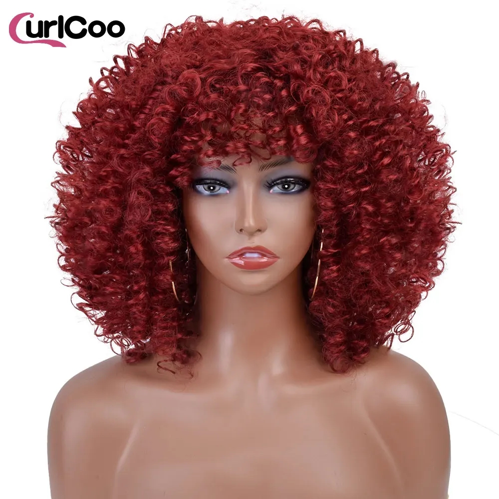 Perruque Afro Volumineuse Rouge – Cheveux Bouclés – Accessoire Déguisement Carnaval, Disco, Années 70 – Homme/Femme – Réutilisable