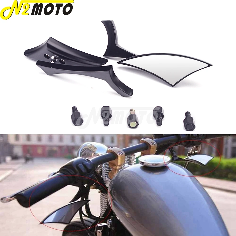 Aluminum Universal Blade Motorcycle 8mm 10mm Rearview Side Mirrors For Honda Yamaha Kawasaki Suzuki Boulevard C109R Chopper