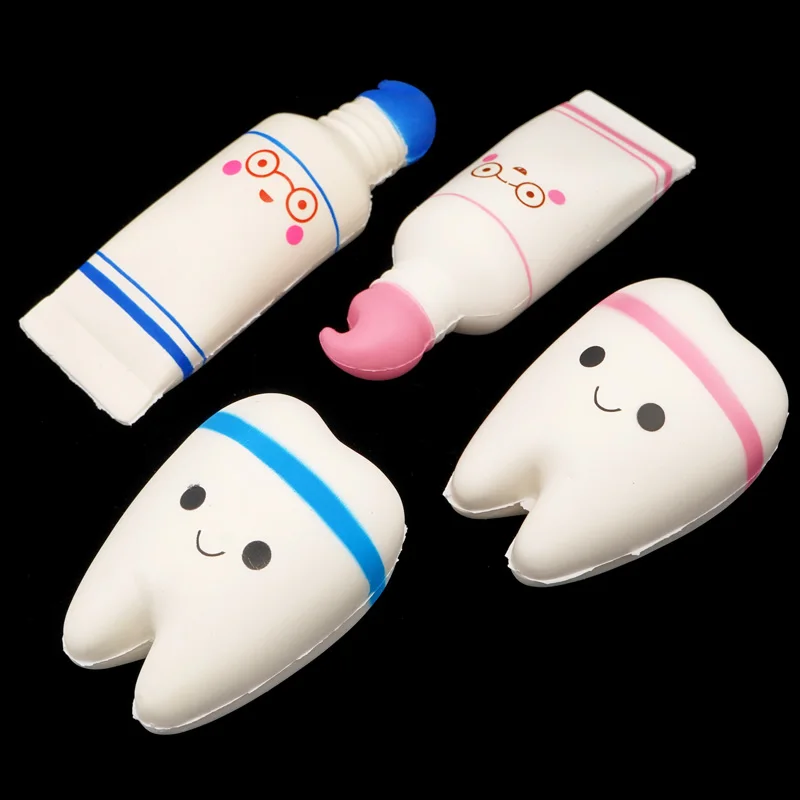 1pc Dental Teeth Shape Squeeze Gift Slow Rising Cute Smile Cartoon Hand Spinner Stretchy Relax Squishy Soft Toy Dentist Gift