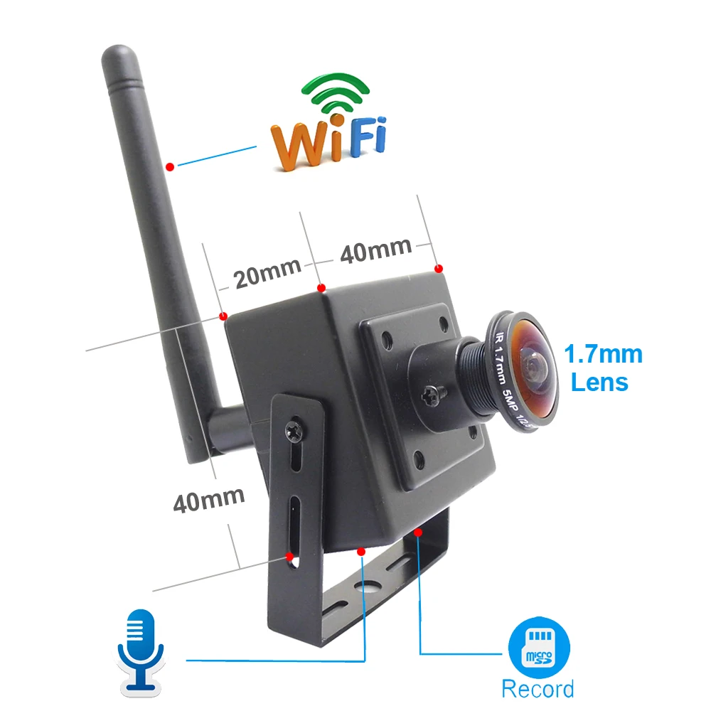 5MP واي فاي كاميرا صغيرة Ip 1080P HD 1.7 مللي متر عدسة عين السمكة بانوراما كام أمن الوطن اللاسلكية الصوت كاميرا دقيقة المراقبة بالفيديو，كاميرات مراقبة,كامرات مراقبة