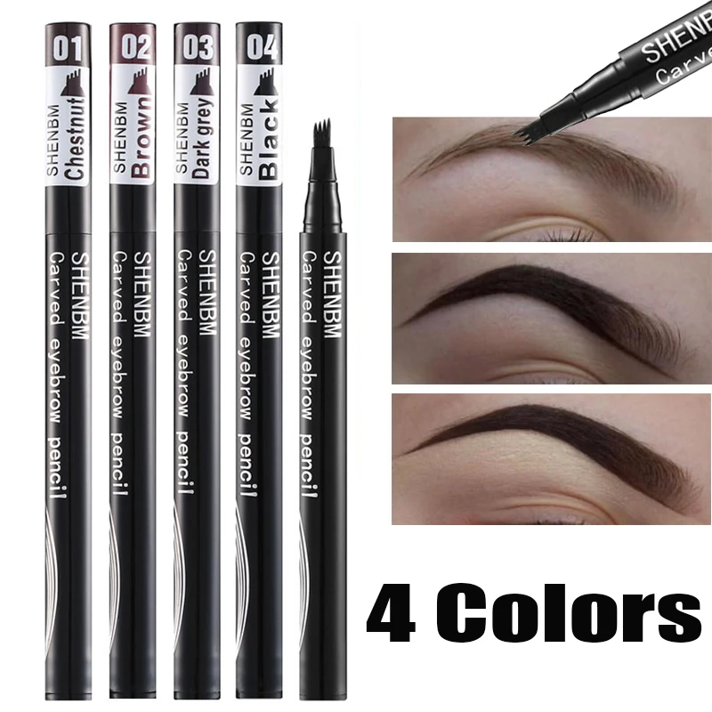 4 Colors Liquid Eyebrows Pen Waterproof 4 Forks Eyebrow Tattoo Sketch Pencil Long Lasting Black Brown 4D Brow Makeup Cosmetic