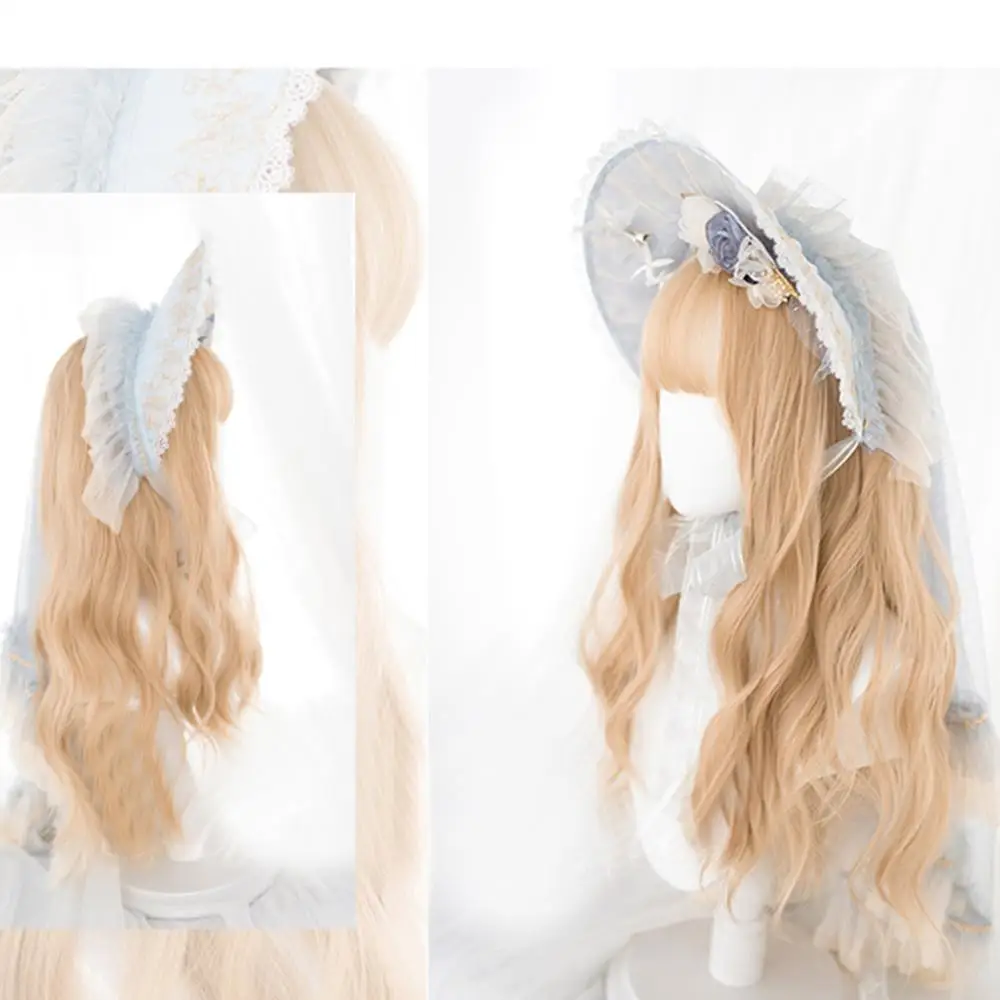 CosplayMix – perruque Lolita synthétique 68CM, cheveux longs ondulés japonais résistants à la chaleur, frange + bonnet pour fête