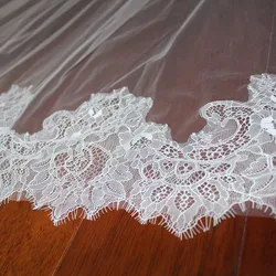 Customized Elegant Long Wedding Veil with Eyelash Lace Cathedral Bridal Veil with Wedding Veil 2.5m/3m/3.5m Ivory Veil with Comb