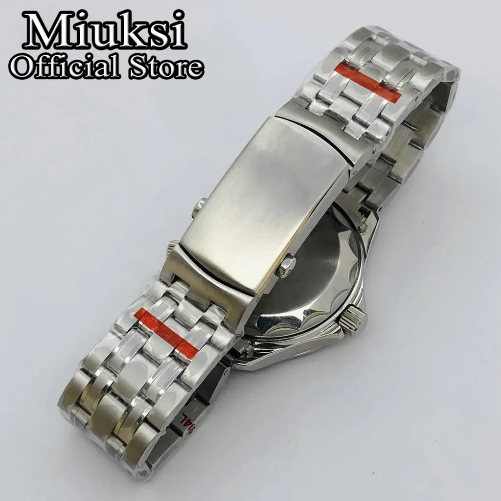 Miuksi 41mm silver sterile watch case sapphire glass fit NH35 NH36 ETA2824 2836 Mingzhu DG2813 3804 Miyota 8205 8215 movement