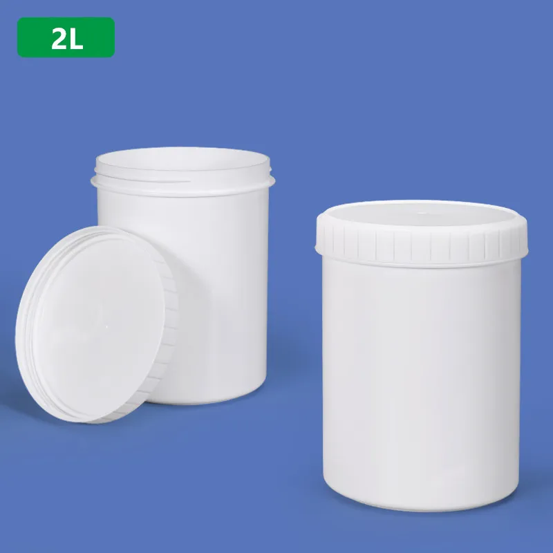 1PC 2000ML Plastic Jar with Lid Round Refillable Bottles HDPE Material Food Grade Storage Container