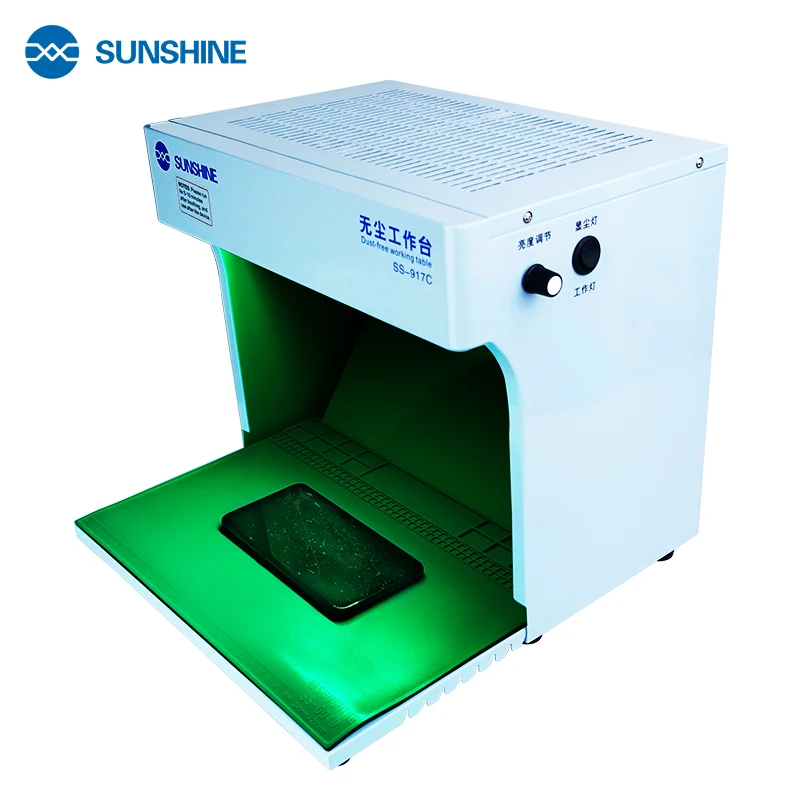 Sunshine SS-917C-Banco antipolvo ajustable para sala de trabajo, limpieza de viento para teléfono, iPad, reparación de Reacondicionamiento para