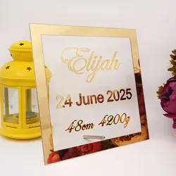 Personalized Baptism Welcome Signs New Born Baby Custom Acrylic Mirror Silver Name Plate Birthday Sign Party Decor Favors Gifts