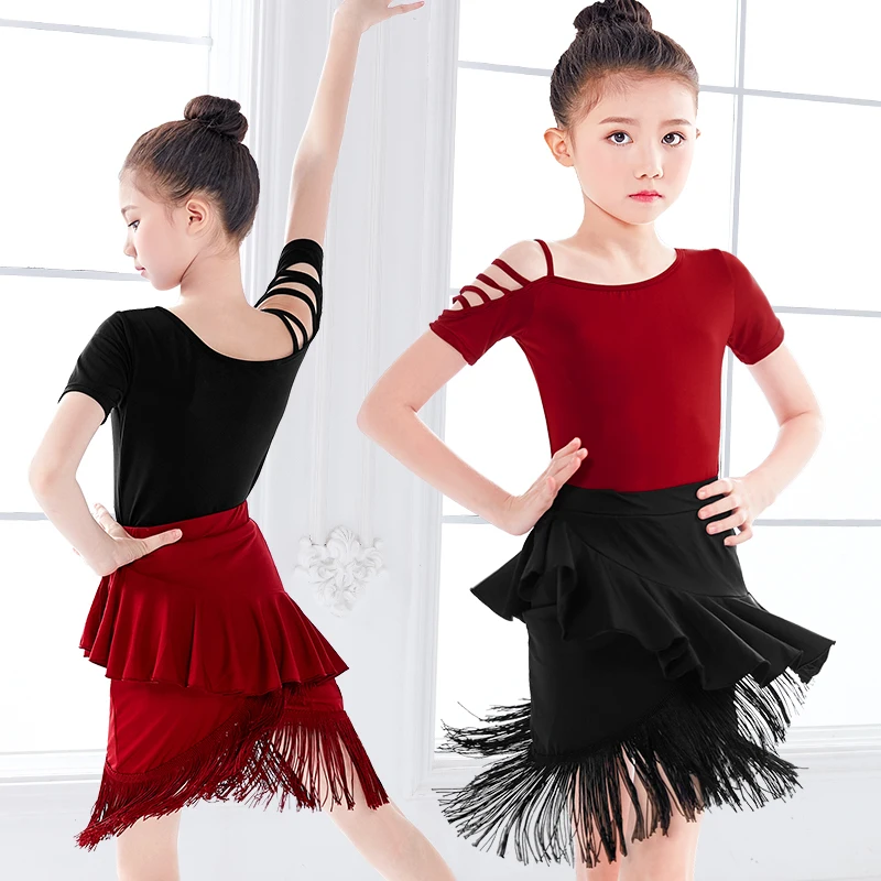 New Fringe Latin Dance Dress For Girls Child Salsa Tango Ballroom Dancing Dress Competition Costume Kids Practice Dance Clothes