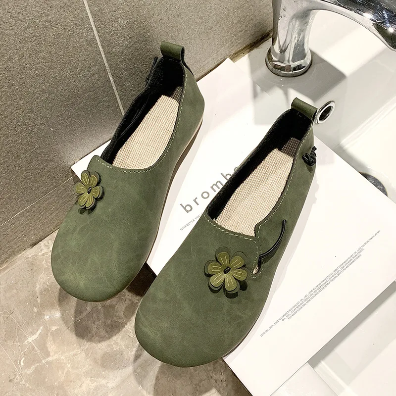 2022 Spring and Autumn New Women's Single Shoes Comfortable Casual Shoes Loafers Sexy Petal Round Head Women's Single Shoes