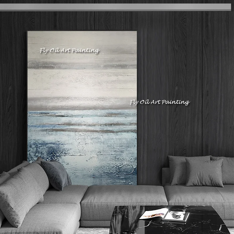 100% HandPainted Newest Abstract Oil Painting Decorative Painting Simple Nordic Home Room Thick Gray Painting For living room