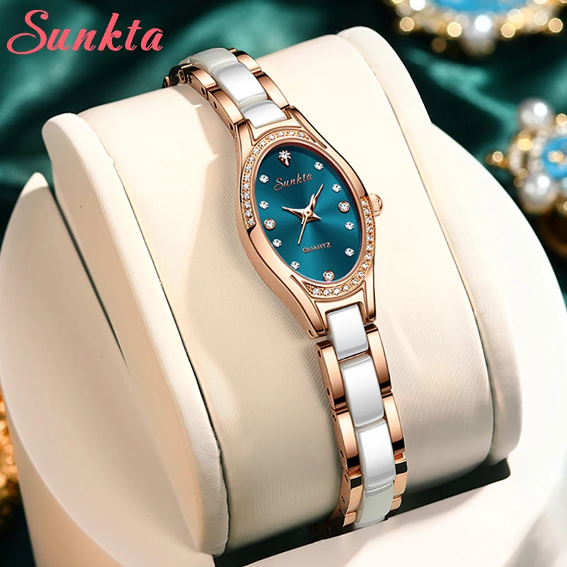 Sunkta Watches Women Fashion Watch Luxury Ceramic Waterproof Female Clock Ladies Quartz Wristwatch Relogio Feminino Montre Femme